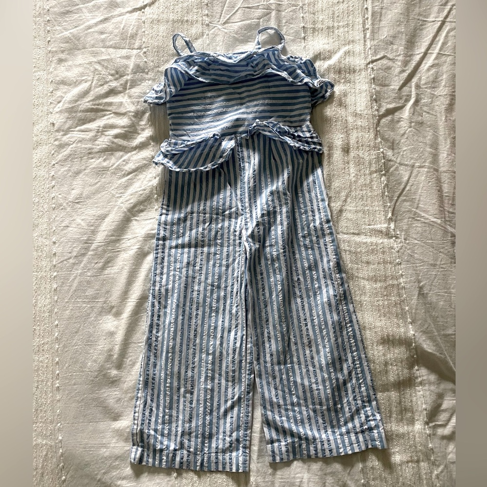 Genuine Kids 4T blue and white stripes romper